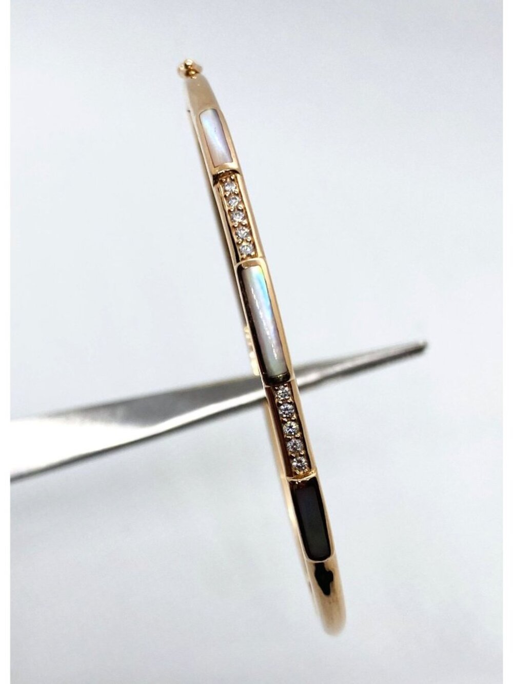 Kabana 14K Rose Gold Abalone Diamond 6.75" Bangle Bracelet